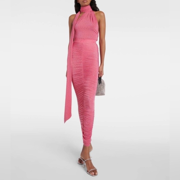 Alex Perry-rose, rauched, crystal jeweled jersey maxi skirt (only) -Size 8 USA - Picture 3 of 13